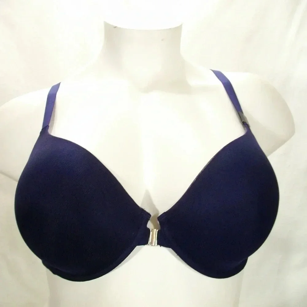 38DDD Unveiled Felina Beautiful Love Front Close‎ Underwire Bra Navy Blue NWT